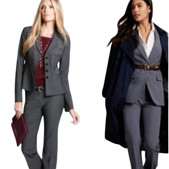 French Connection PANTS Sz 10 Petite GRAY High Waist Straight Slacks Business - Picture 2 of 7